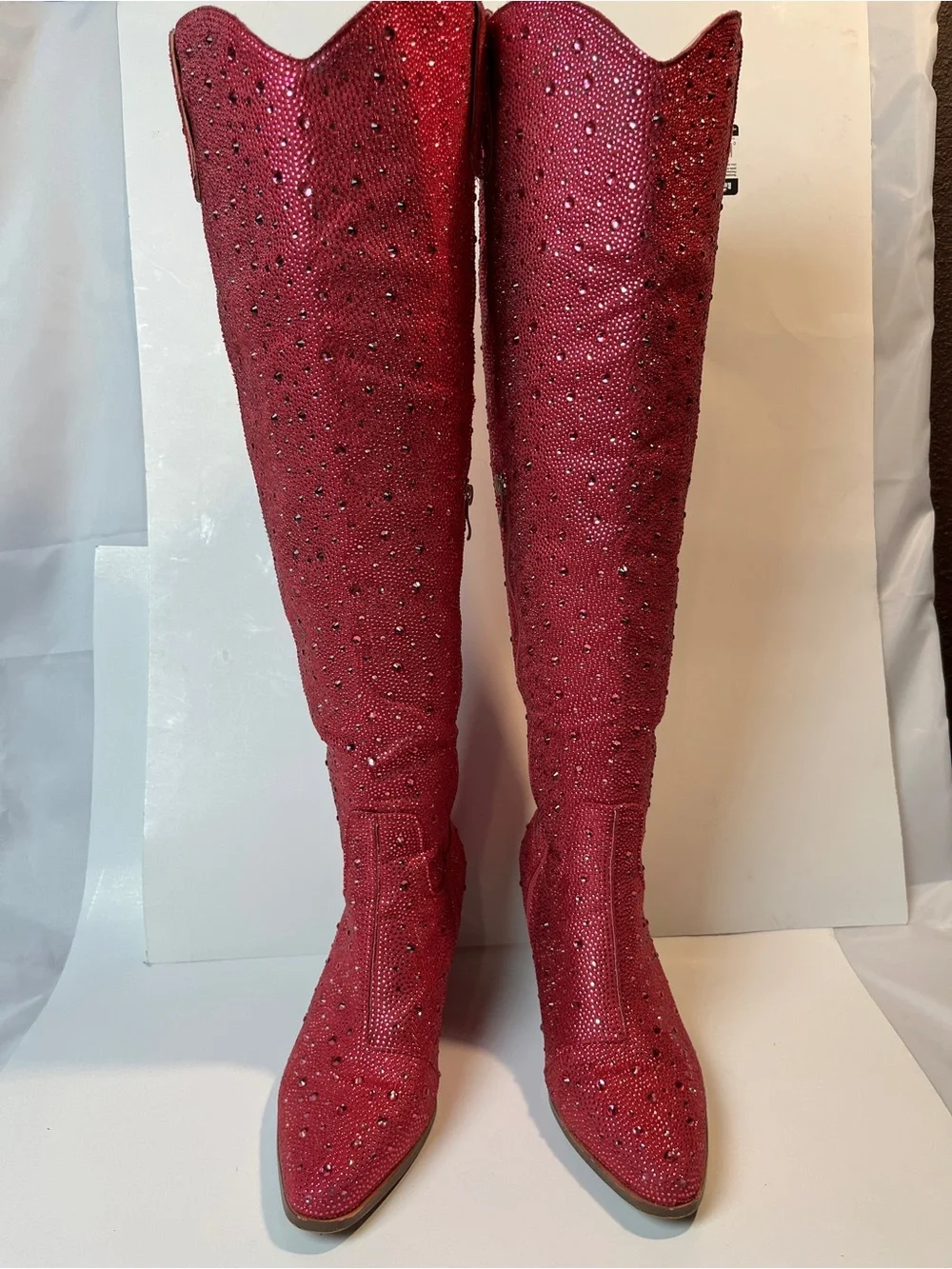 Hot Pink Rhinestone Knee-High Boots Sz 8.5